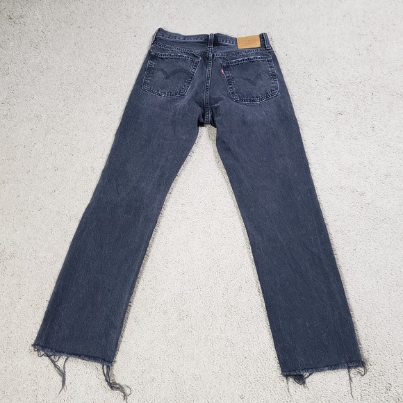 Levi's Wedgie Straight Jeans Women 26x28 Black Raw Hem Premium - Picture 2 of 14